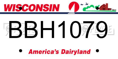 BBH1079 Wisconsin License Plate
