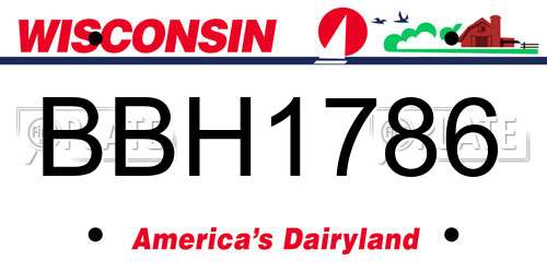 BBH1786 Wisconsin License Plate