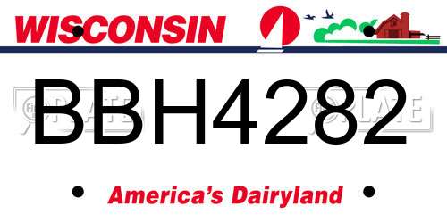 BBH4282 Wisconsin License Plate