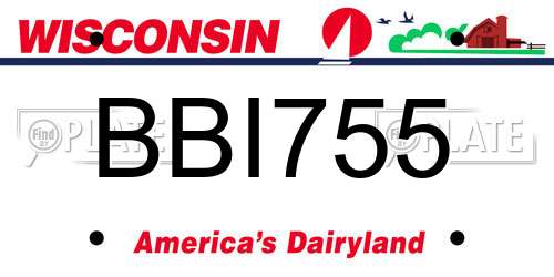 BBI755 Wisconsin License Plate