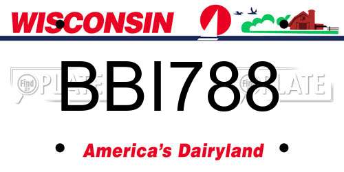 BBI788 Wisconsin License Plate