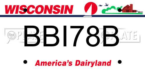 BBI78B Wisconsin License Plate