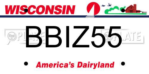 BBIZ55 Wisconsin License Plate