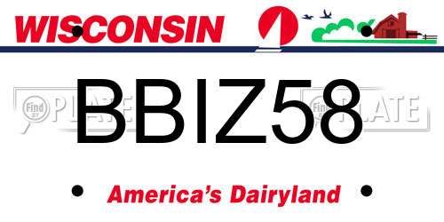 BBIZ58 Wisconsin License Plate