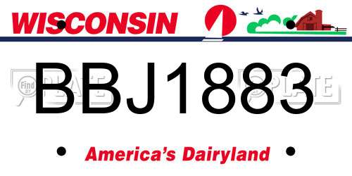 BBJ1883 Wisconsin License Plate
