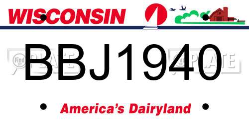 BBJ1940 Wisconsin License Plate
