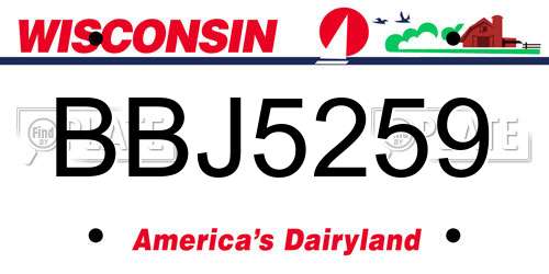 BBJ5259 Wisconsin License Plate