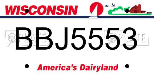 BBJ5553 Wisconsin License Plate