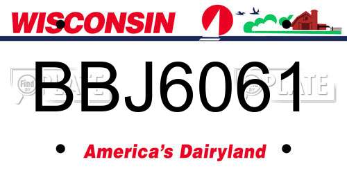 BBJ6061 Wisconsin License Plate