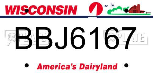 BBJ6167 Wisconsin License Plate
