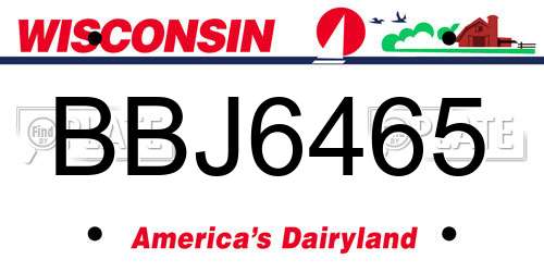 BBJ6465 Wisconsin License Plate
