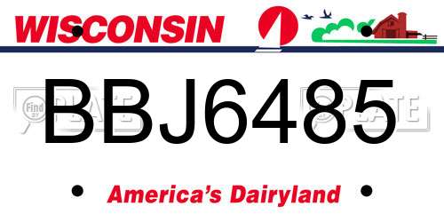 BBJ6485 Wisconsin License Plate