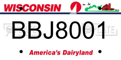BBJ8001 Wisconsin License Plate