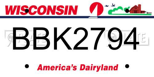 BBK2794 Wisconsin License Plate