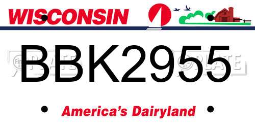 BBK2955 Wisconsin License Plate