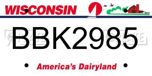 BBK2985 Wisconsin License Plate