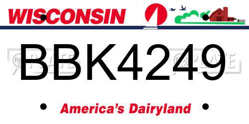 BBK4249 Wisconsin License Plate