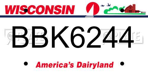 BBK6244 Wisconsin License Plate
