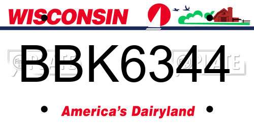 BBK6344 Wisconsin License Plate