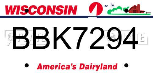 BBK7294 Wisconsin License Plate