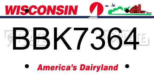 BBK7364 Wisconsin License Plate