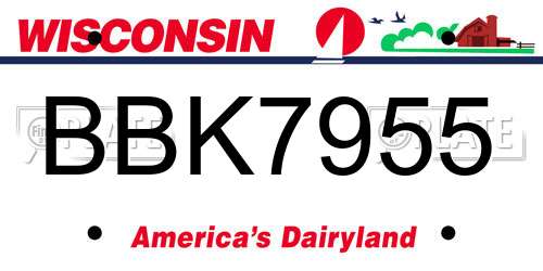BBK7955 Wisconsin License Plate