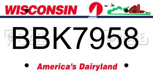 BBK7958 Wisconsin License Plate