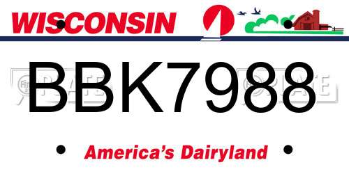 BBK7988 Wisconsin License Plate