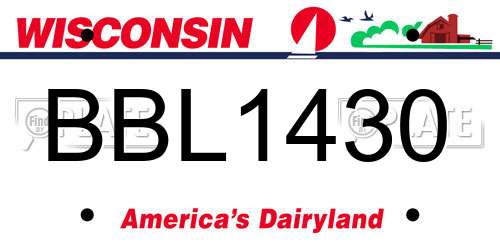 BBL1430 Wisconsin License Plate