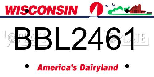 BBL2461 Wisconsin License Plate