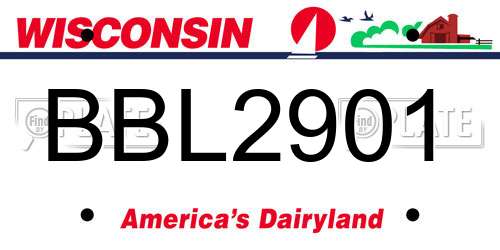 BBL2901 Wisconsin License Plate