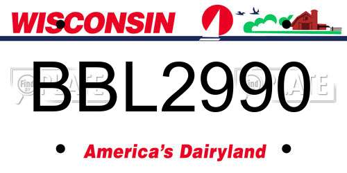 BBL2990 Wisconsin License Plate