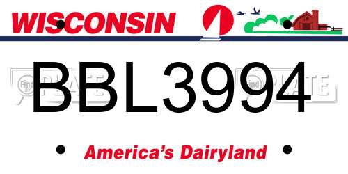 BBL3994 Wisconsin License Plate