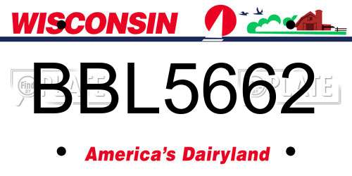 BBL5662 Wisconsin License Plate