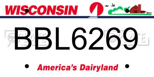 BBL6269 Wisconsin License Plate