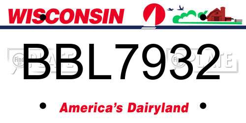 BBL7932 Wisconsin License Plate