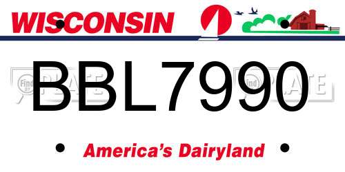 BBL7990 Wisconsin License Plate