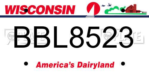 BBL8523 Wisconsin License Plate