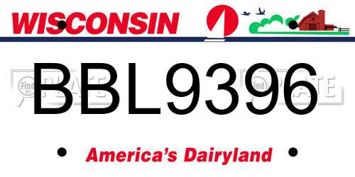 BBL9396 Wisconsin License Plate