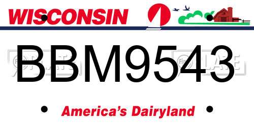 BBM9543 Wisconsin License Plate