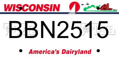 BBN2515 Wisconsin License Plate