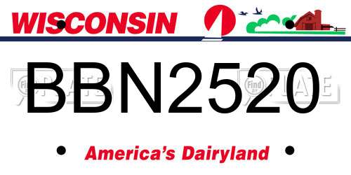 BBN2520 Wisconsin License Plate