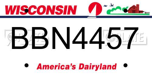 BBN4457 Wisconsin License Plate