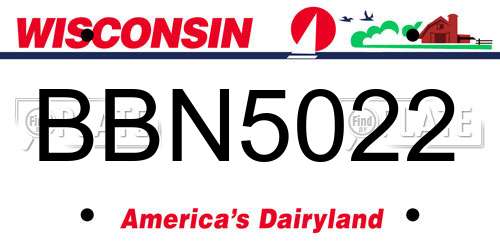 BBN5022 Wisconsin License Plate