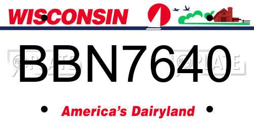 BBN7640 Wisconsin License Plate