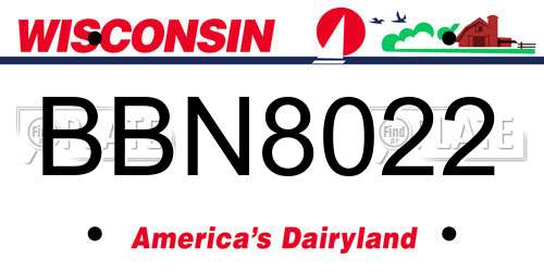 BBN8022 Wisconsin License Plate