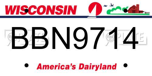 BBN9714 Wisconsin License Plate