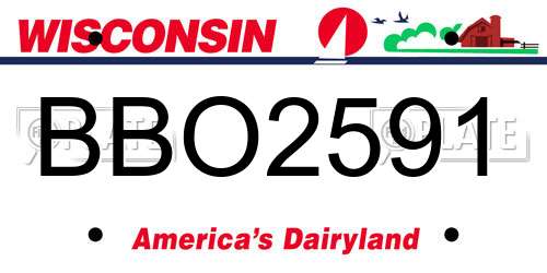 BBO2591 Wisconsin License Plate