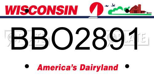 BBO2891 Wisconsin License Plate