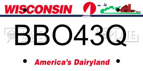 BBO43Q Wisconsin License Plate